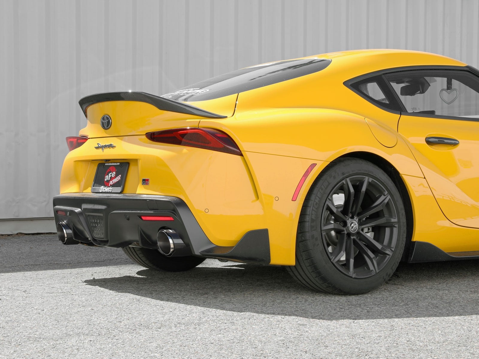aFe 21+ Toyota Supra Takeda 2-1/2 IN to 3 IN 304 Stainless Steel Cat-Back Exhaust System w/ Carbon Fiber Tip