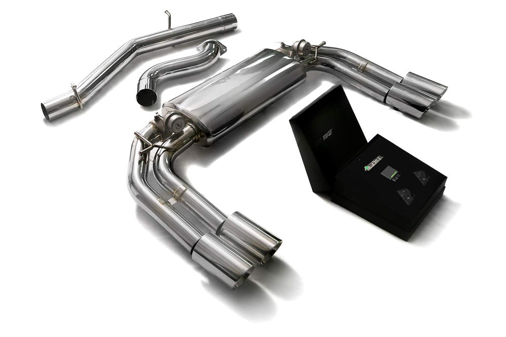 ARMYTRIX Stainless Steel Valvetronic Catback Exhaust System Quad Chrome Silver Tips Audi S3 8V Sportback 2013-2021