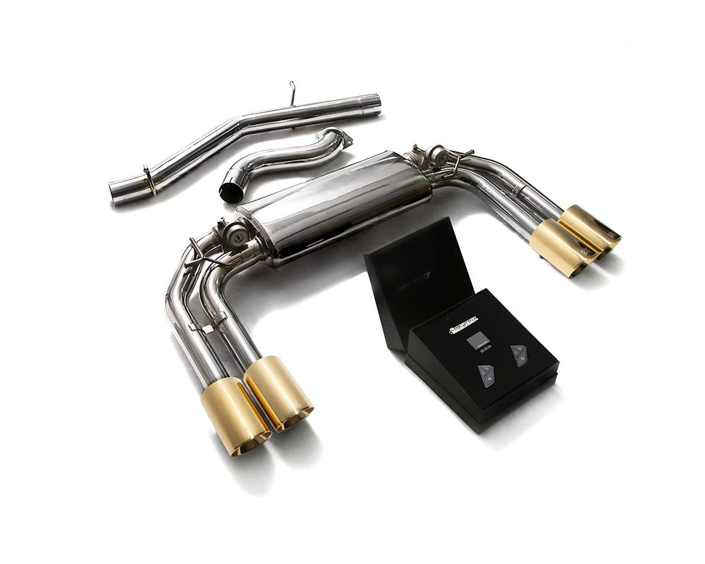 ARMYTRIX Stainless Steel Valvetronic Catback Exhaust System Quad Gold Tips Audi S3 8V Sportback 2013-2021